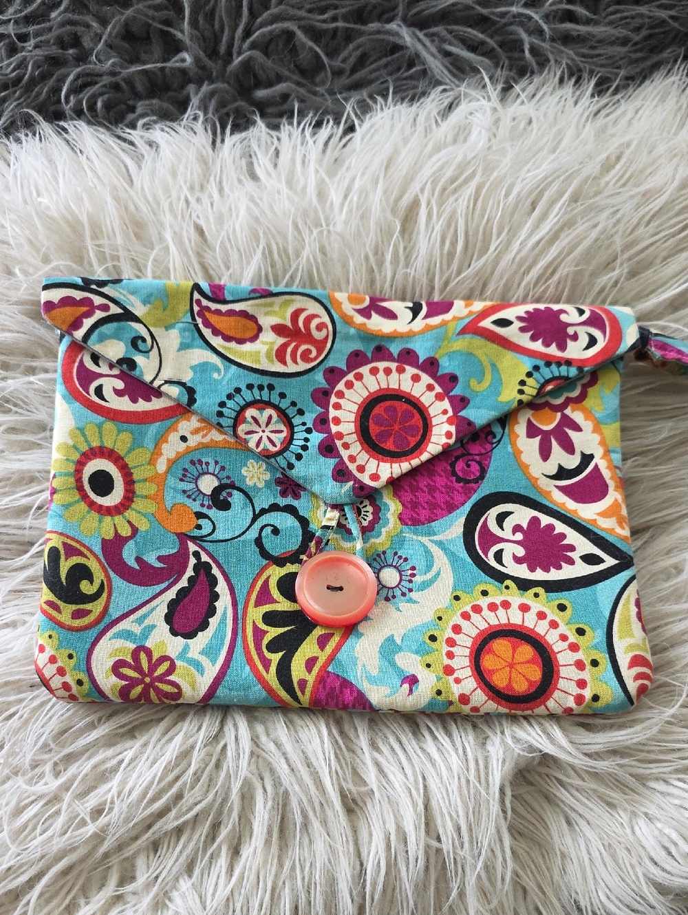 Colorful Paisley Clutch Bag in Turquoise